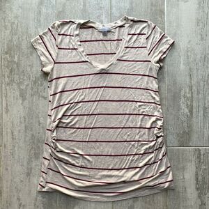 Juniper Ln Maternity V-Neck Pregnancy Top Shirt Stretch Ruched Tunic Soft M